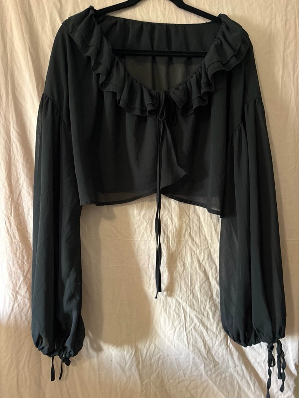 Missguided Black Ruffled Tie-Front Top